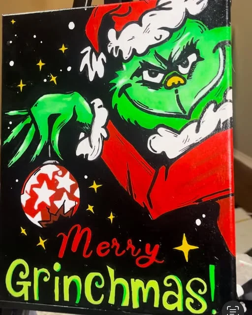 Grinch holiday canvas reading Merry Grinchmas